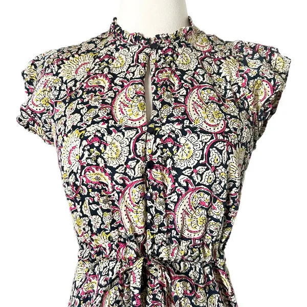 Emerson Fry Love Tòmas Modal Maxi Dress Pink Paisley Hand Block Print Size Small - Image 4