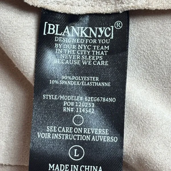 BLANKNYC Womens Tan Suede Moto Jacket Faux Leather Zip Up Size L‎ - Image 5