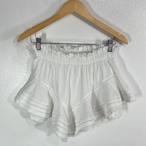 Aerie Rock 'n' Ruffle Skort White Size XS Boho Smocked‎ Tiered Cotton Coquette - Image 4