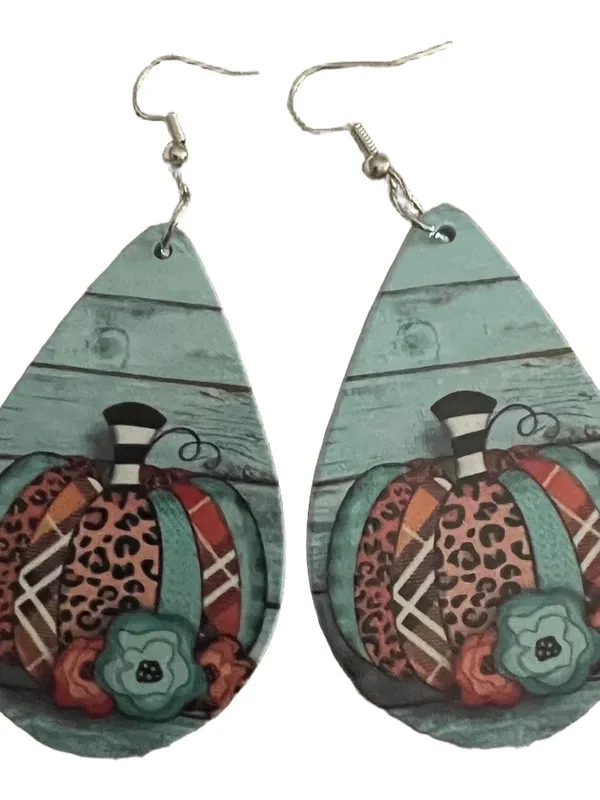 Teardrop Pumpkin Patch Earrings - Image 2