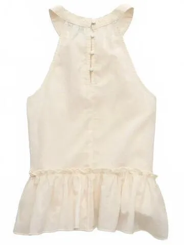 AE Embroidered Halter Tank Top American Eagle NWT Cream XS - Image 5