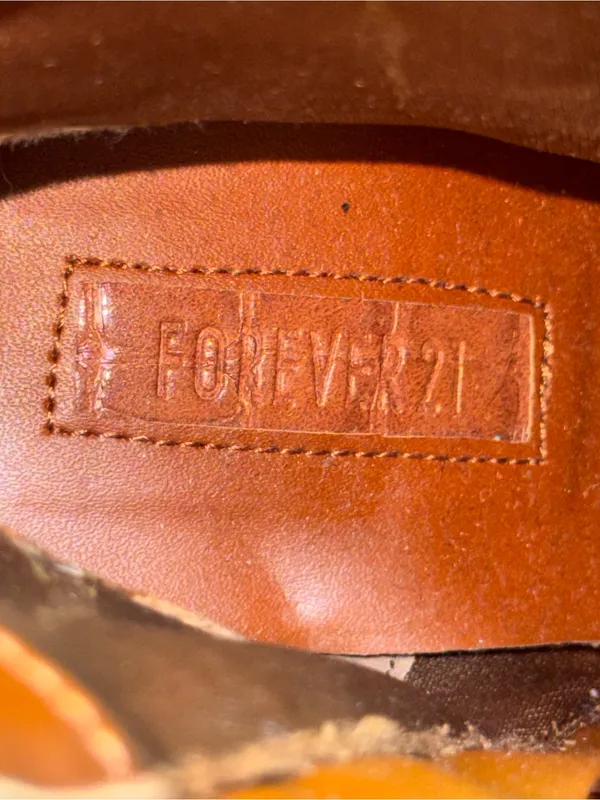 Forever 21 Croc-Embossed Platform Ankle Boots - Brown - Image 6