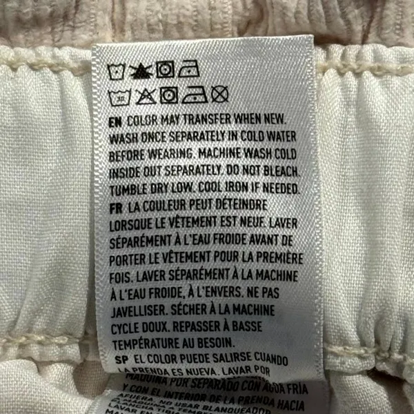 American Eagle Corduroy Pants Barrel Leg Paperbag Waist High Rise Baggy Cream 2 - Image 6