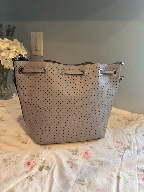 Michael Kors perforated bucket-style bag in gray - Image 5