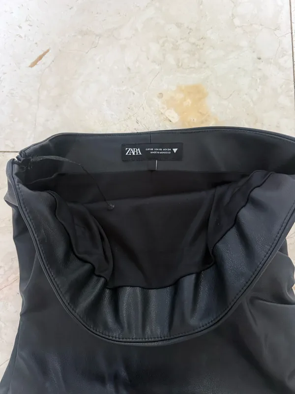 ZARA Black Faux Leather Dress Mini - Image 2