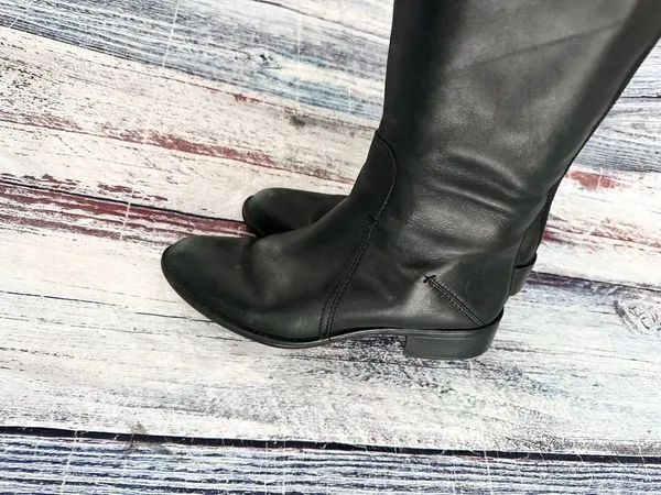 Franco Sarto Black Knee High Leather Boots “Cristo” Wide Shaft - Image 4