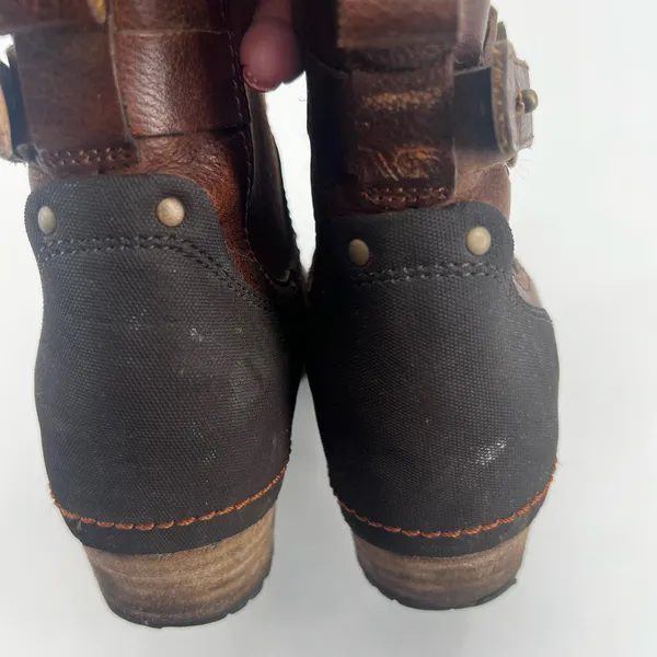 Merrell Womens Shiloh Pull Boot Size 8 Block Heel Chelsea Brown oak Leather Moto - Image 4