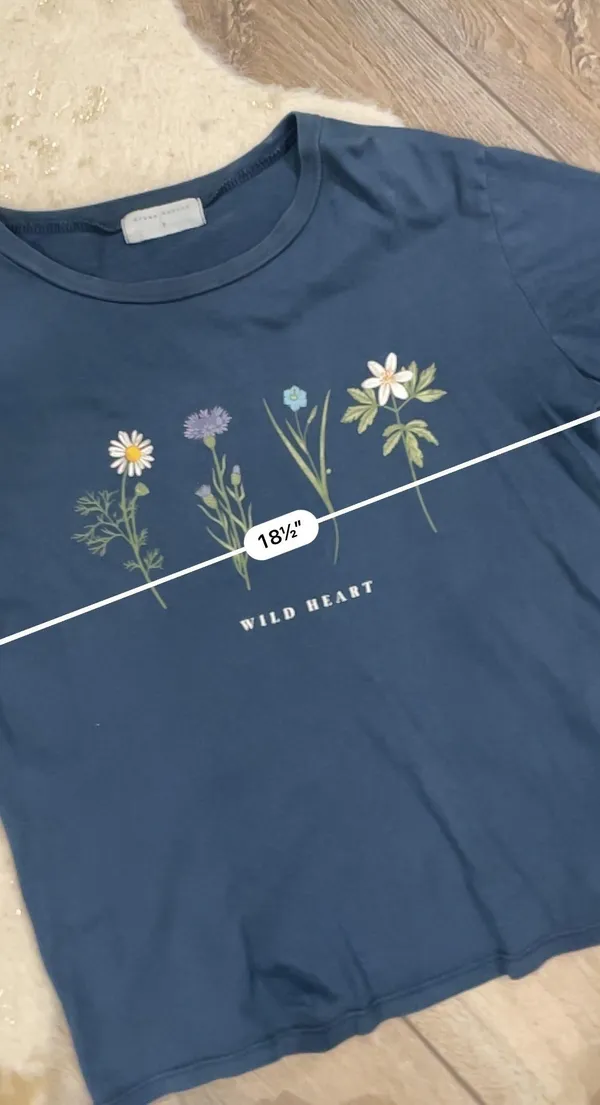 Urban Nation Wild Heart Floral Blue Graphic Tee - Image 3