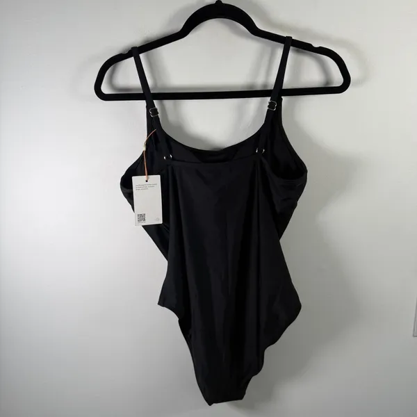 Quince Italian Cami One Piece Swimsuit Black Minimalist Capsule NEW Womens Large - Image 7