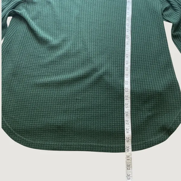 Hannah Closet Dark Green Waffle Knit Tunic Top Long Sleeve Balloon Cuff Large - Image 6