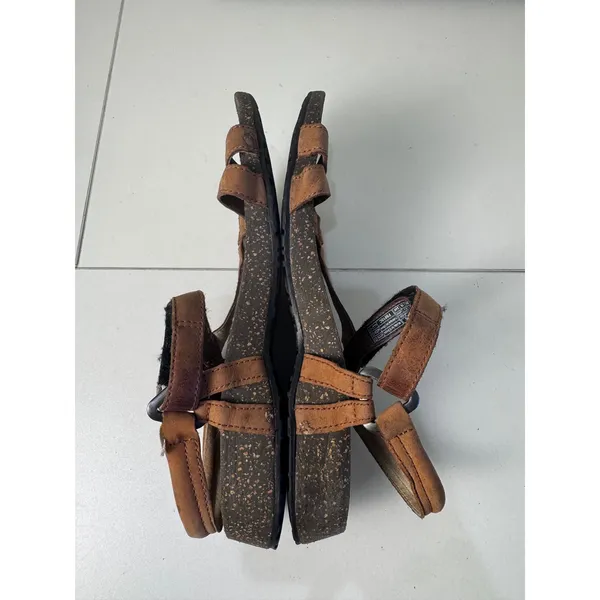 Teva Sandals Women Size 7 Brown Leather Strappy Cork Wedge Comfort Gorpcore - Image 5