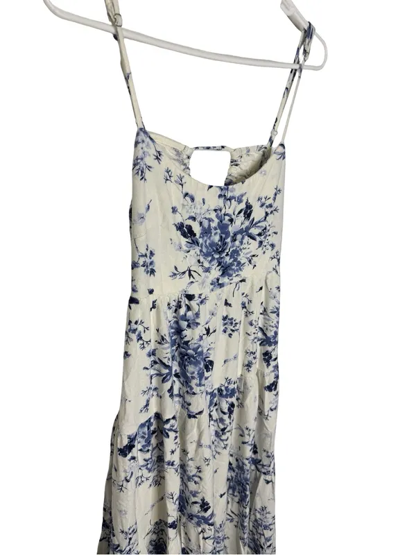 🌸 Lulus‎ Mykonos Mood Ivory Floral Print Tie Strap Tiered Midi Dress Size M 🌸 - Image 4