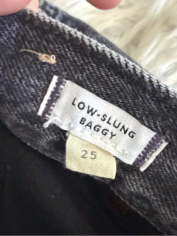 Madewell Low Slung Baggy Jeans Gray Black 25 Button Fly Wide Leg - Image 6