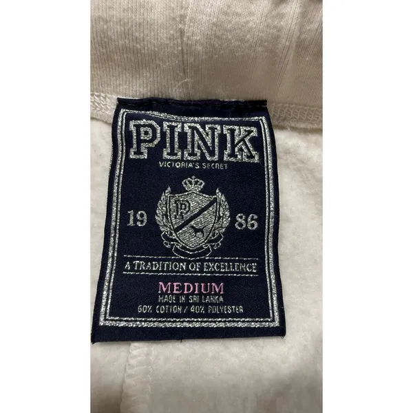 Victoria's Secret PINK White Sequin Love Pink Jogger Sweatpants M y2k Gold Logo - Image 7
