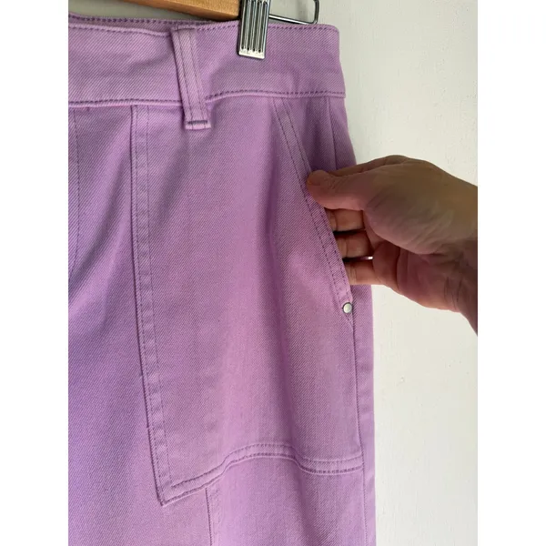 Talbots Lavender Wide Leg Crop Utility Pants High Rise Size 4 NWOT - Image 4