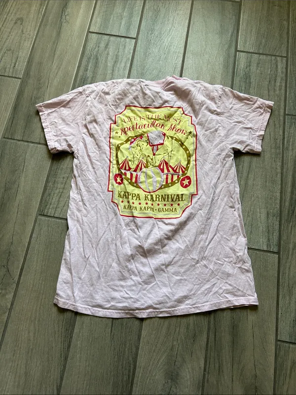 Gildan Light Pink kappa kappa gamma Crew Neck T-Shirt with Small Chest Logo - Image 4