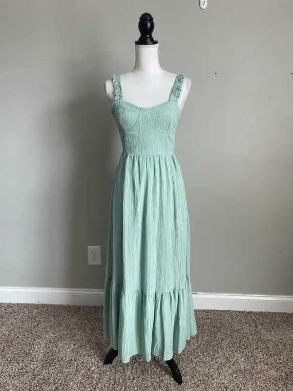 ALTAR'D STATE | Mint Green Maxi Dress with Ruffled Straps Sz XS - Image 3