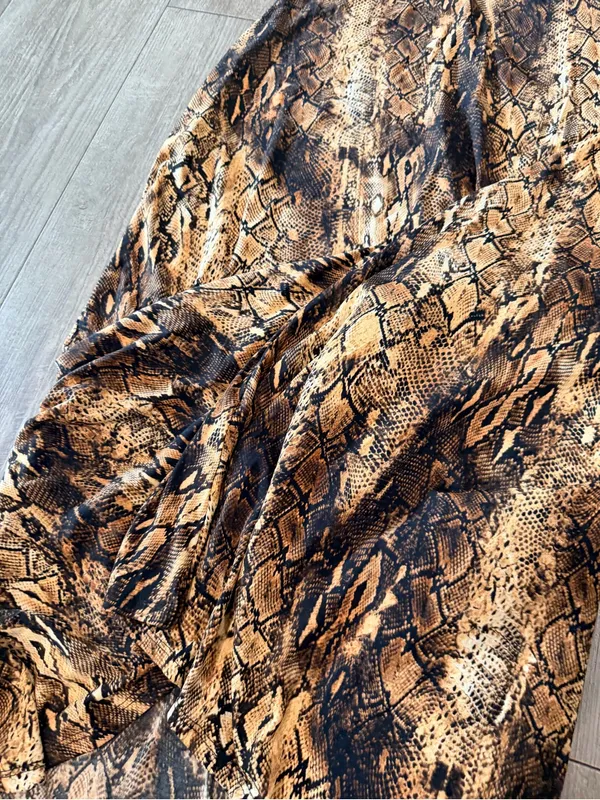 Snake-Print Maxi Skirt in Brown - Image 5