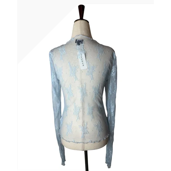 Beverly and Beck PacSun Lace Mesh Top Women Small Blue NWT Sheer Fairycore Y2K - Image 3