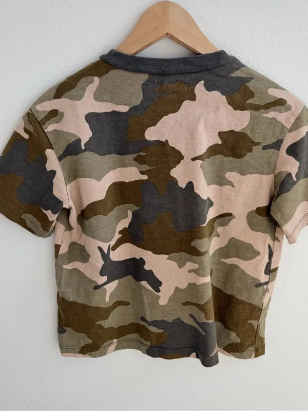 Madewell Cottontail Camo Easy Crop Tee Shirt Bunny Rabbit Pocket Top - Image 8