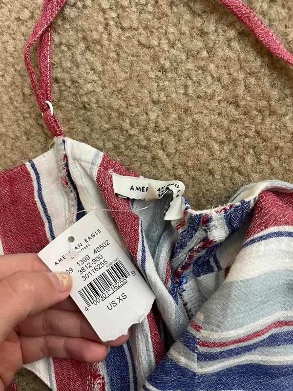American Eagle Red White Blue Striped Romper - Image 7