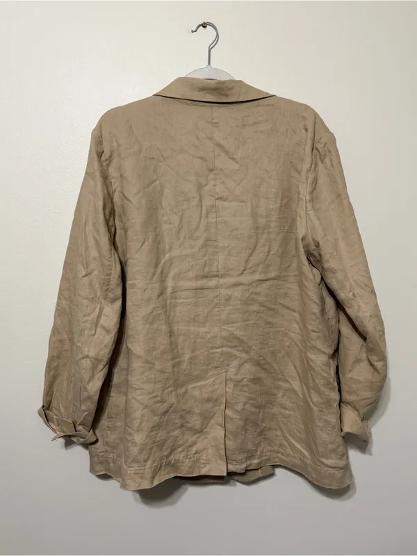 Quince 100% European Linen Blazer Size XL Neutral Khaki Driftwood Tan - Image 6