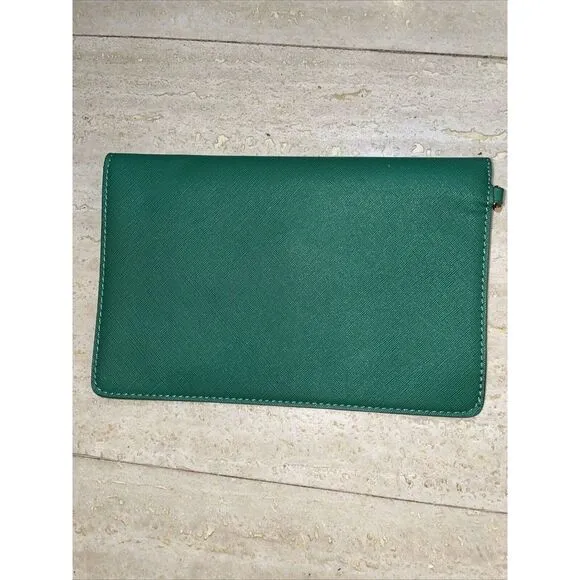 LOVEVOOK Green Synthetic Saffiano Leather Clutch Wristlet‎ No Handle 9.5x6.5" - Image 3
