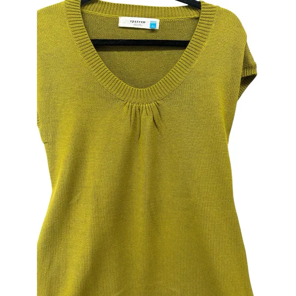 Sparrow Anthropologie Short Sleeve Sz Large Sweater Dress Chartreuse Olive Green - Image 5