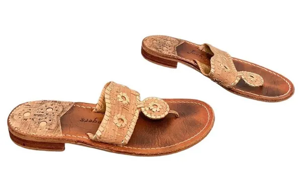 Jack Rogers Jacks ll Cork Gold Thong Sandal Sz 7 - Image 3