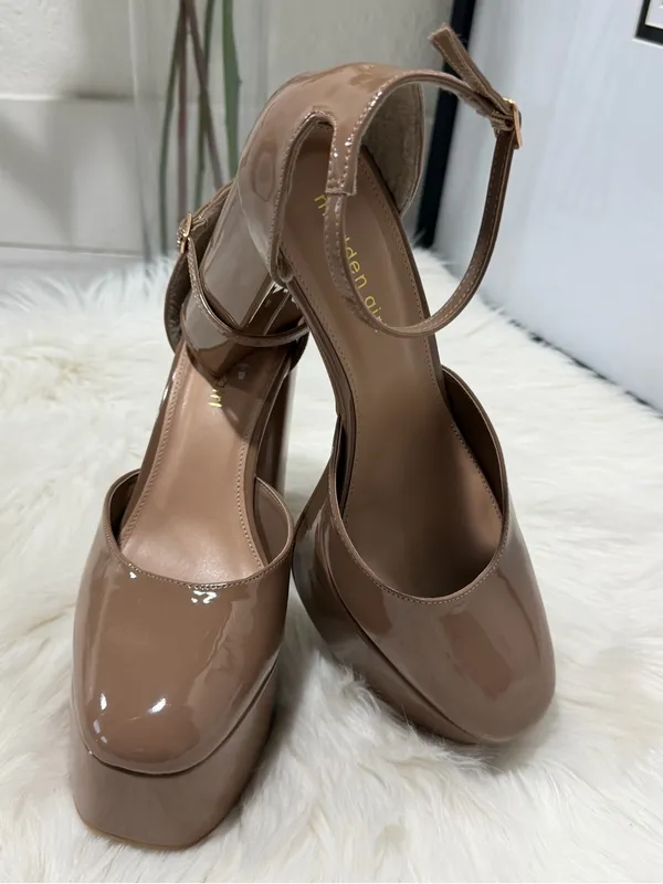 Madden Girl Dion Nude Patent Platform Heels - Size 10 - Image 2
