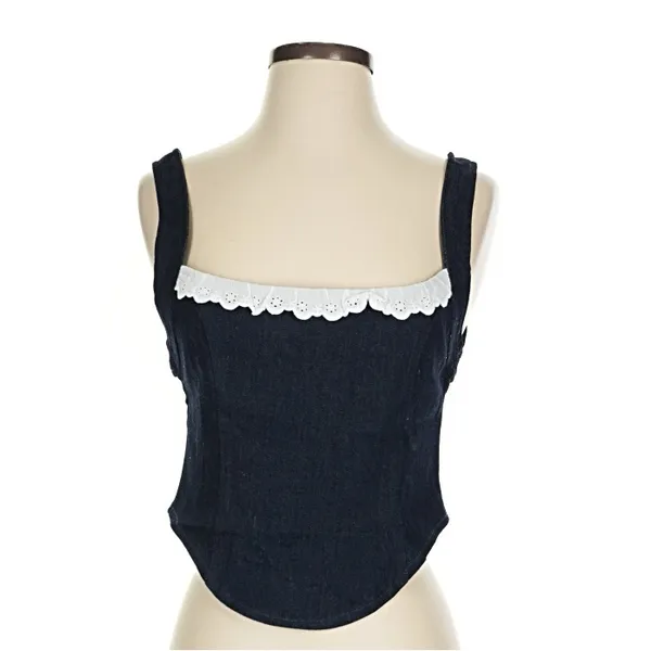 Motel Rocks Dark Denim Tank Top with White Trim - Image 2