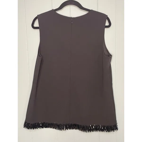 Ann Taylor Women's Sleeveless Sequined Fringe Trim Top Size Large - Image 2