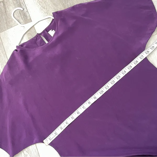 Vintage Silk Top short sleeve crop womens Purple (size 8) contemporary classic - Image 3