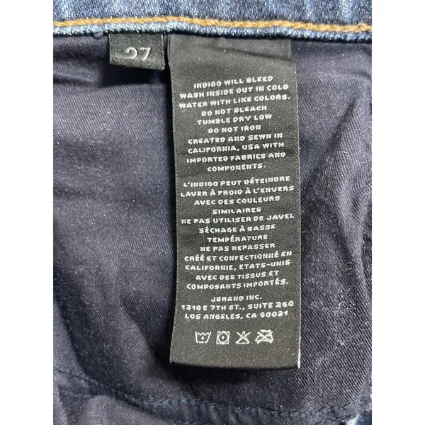 J. Brand Women's Blue Raw Frayed Hem High Rise Straight Denim Jeans Pants Sz 27 - Image 5
