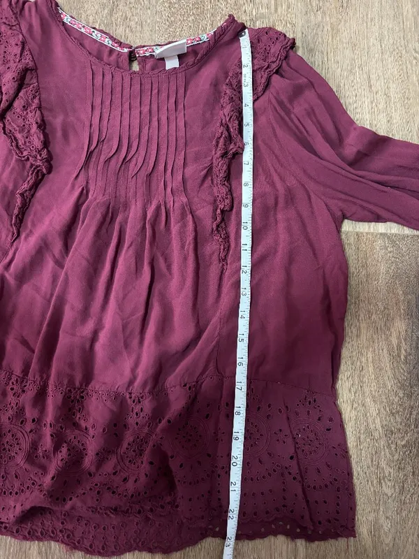 Knox Rose Burgundy Long Sleeve Top - Size Large - Image 6