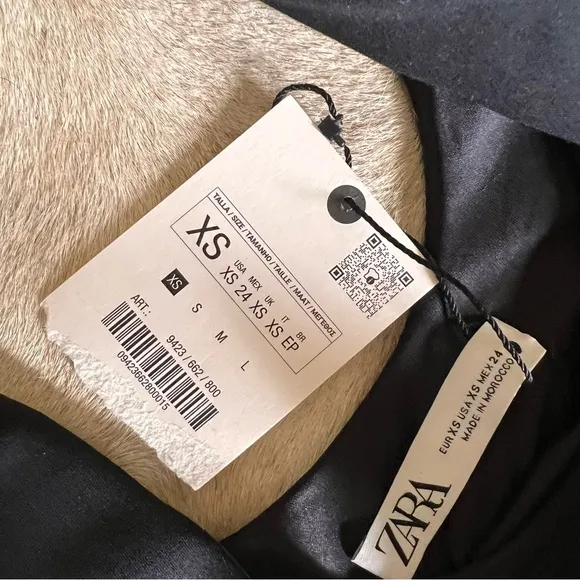 ZARA NWT Black Contrast Midi Pocket Dress Drop Waist ZW‎ COLLECTION Size XS - Image 11