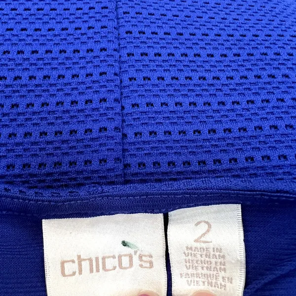 Chico's Bright‎ Blue Textured Design Top Size 2 Like Medium - Image 3