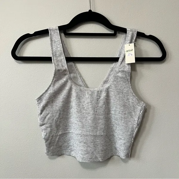 Aerie Lace Waffle Longline Bralette in Light Gray Size S New with Tags - Image 6