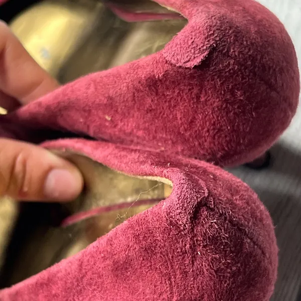 Nine West Genuine Leather Suede Maroon Velvet Red Pumps Heels Pointed Toe Sz 7M - Image 7