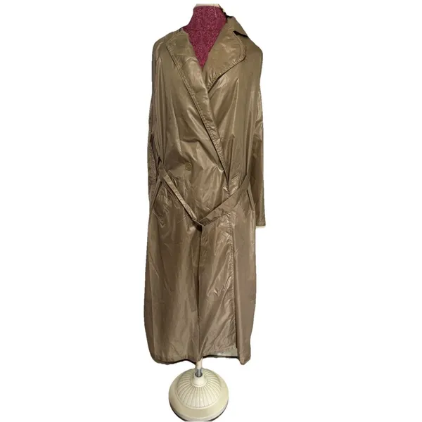 THE TOTES COAT Tan Button Up Midi Water Repellent Vintage Style One Size - Image 11