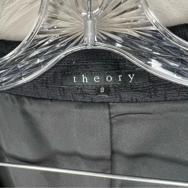 Theory Black Peter Pan Collar Textured short‎ Sleeve Four Button Career Blazer - Image 5