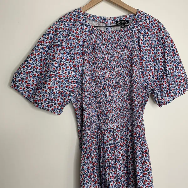J. Crew Meadow Floral Smocked Midi Dress Cottagecore Prairie Modest Womens XL - Image 11