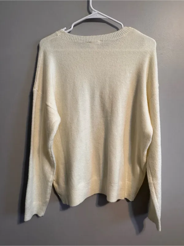 Le Lis Collection XS Holly Jolly Tinsel Christmas Sweater Cream Holiday - Image 4