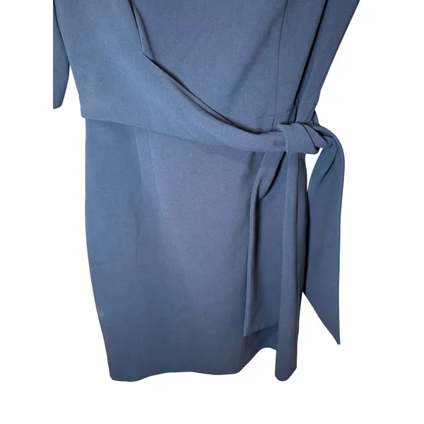 Alice +‎ Olivia Virgil Boatneck Mini Dress Tie Waist Short Sleeve Blue Size 4 - Image 4