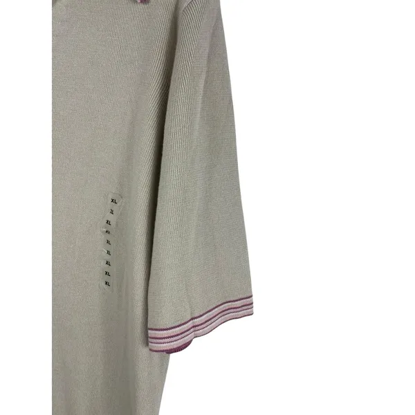Vintage 2001 GAP Polo Tennis Knit Sweater XL Beige Short Sleeve Preppy Y2K NWT - Image 2