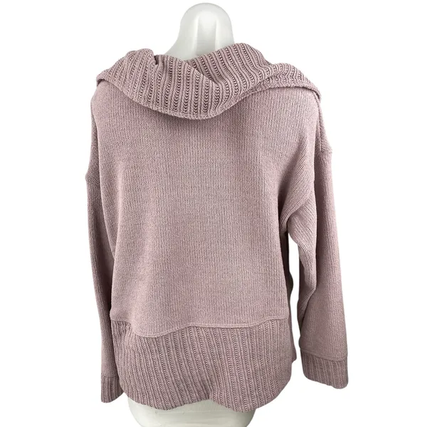 Free People Grace Pink Mauve Collared Pockets Long Sleeve Knit Sweater Top Sz XS - Image 2