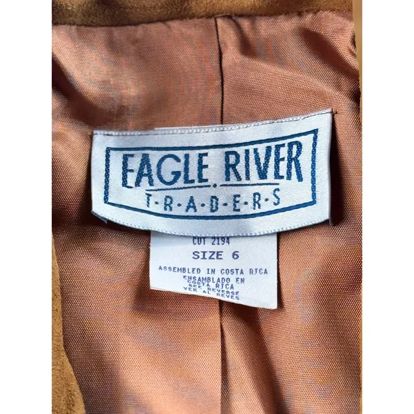Eagle River Traders Multi Color Plaid Wool Blend Blazer Jacket Suede Trim BR 500 - Image 6