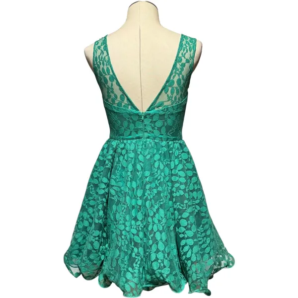 Chi Chi London Sleeveless Fit & Flare Mini Cocktail Dress Green 6 - Image 3