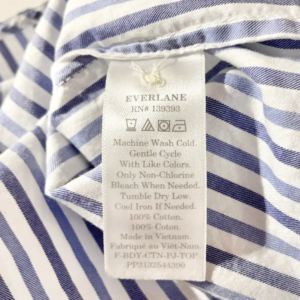 New Everlane 100% Cotton The Woven PJ Button Down Top Blue Stripe Size XL - Image 17