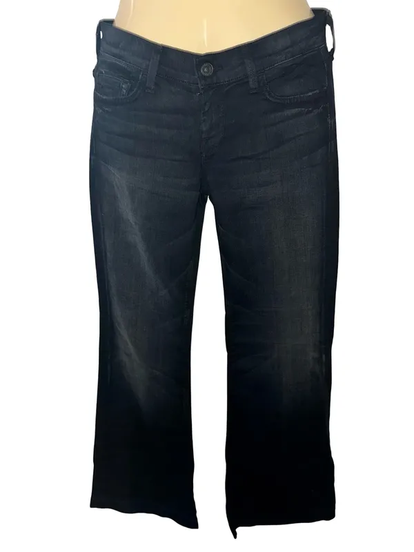 Y2K 7 For All Mankind Dark Black Wide-Leg Flare Jeans NWT - Image 3
